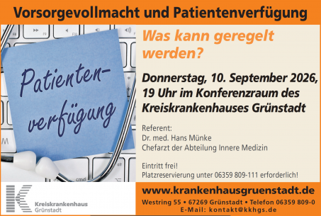 Vortrag - Vorsorgevollmacht und Patientenverfügung - Was kann geregelt werden?